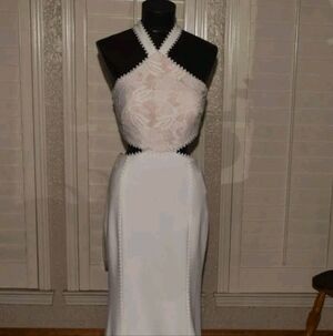 INFML BY Watters White Halter Backless Dress size 2 NWT